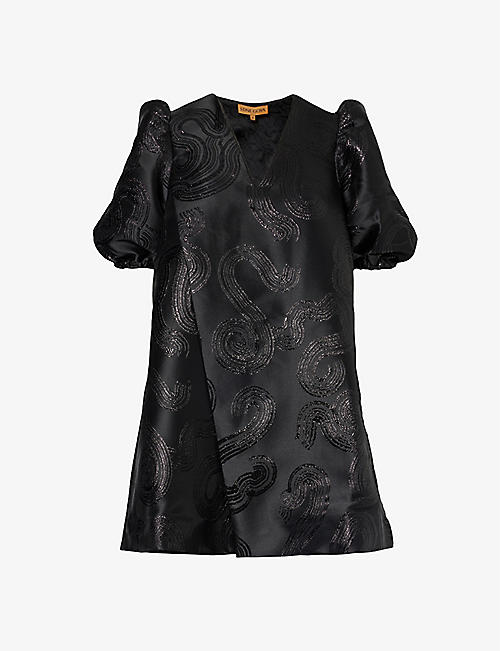 STINE GOYA: Brethel metallic-swirl recycled polyester-blend mini dress