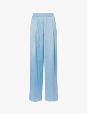Stine Goya Ciara Viscose Satin Trousers In Winter Sky