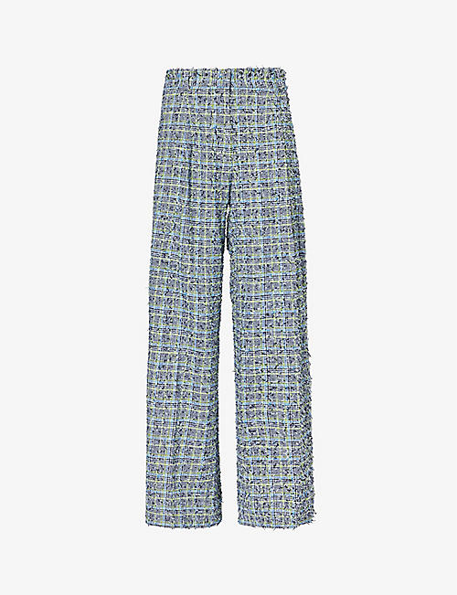 STINE GOYA: Jesabelle checked recycled polyester-blend trousers