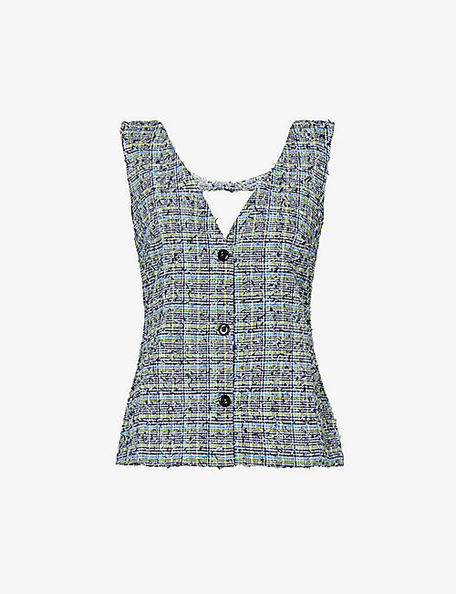 STINE GOYA: Orly checked recycled polyester-blend top