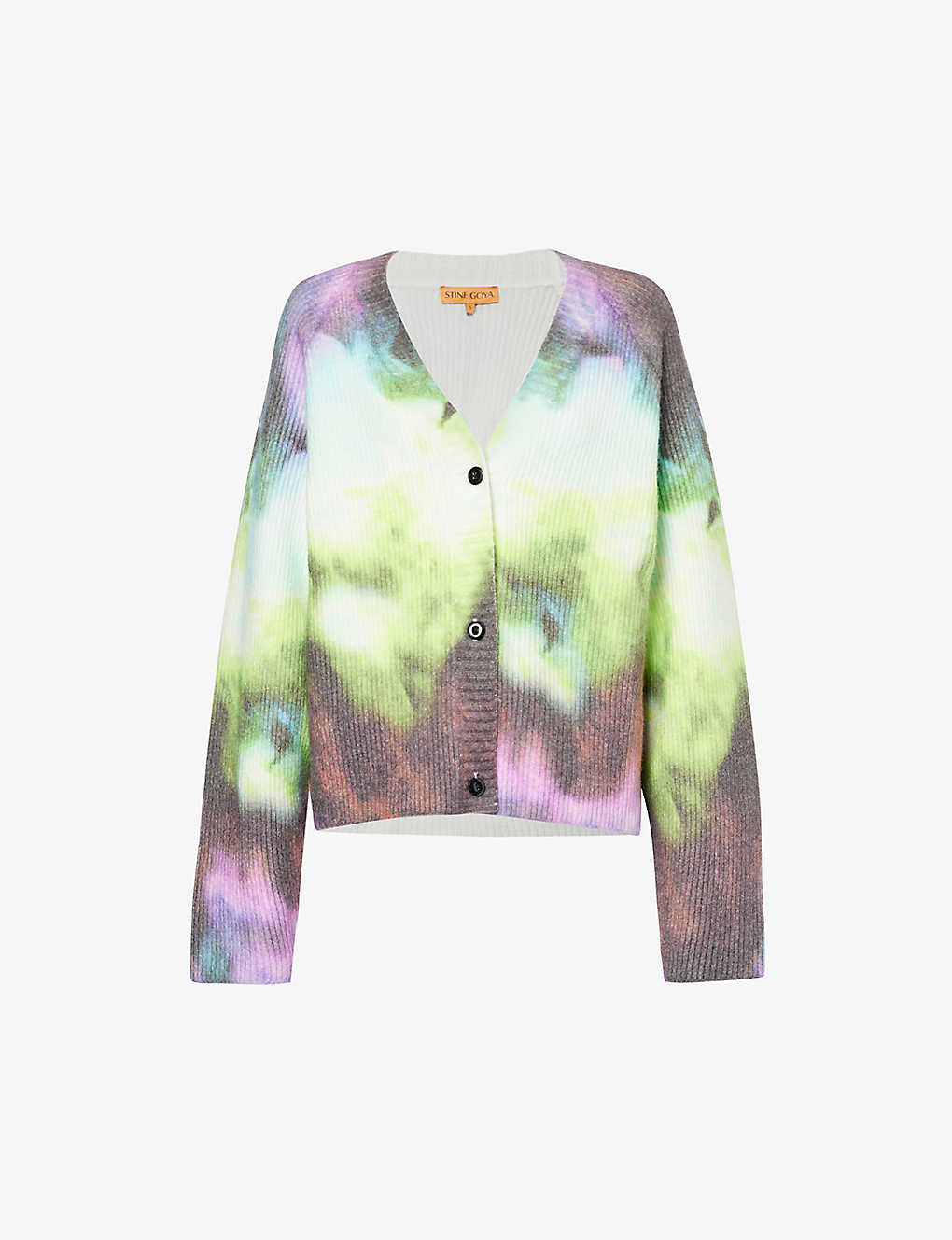 Shop Stine Goya Elba Abstract-pattern Knitted Cardigan In Multi-coloured