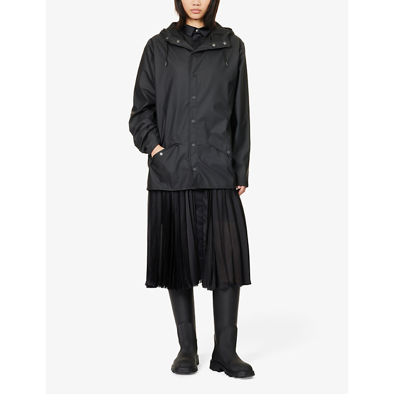 Shop Rains Womens Black High-neck Regular-fit Shell Jacket