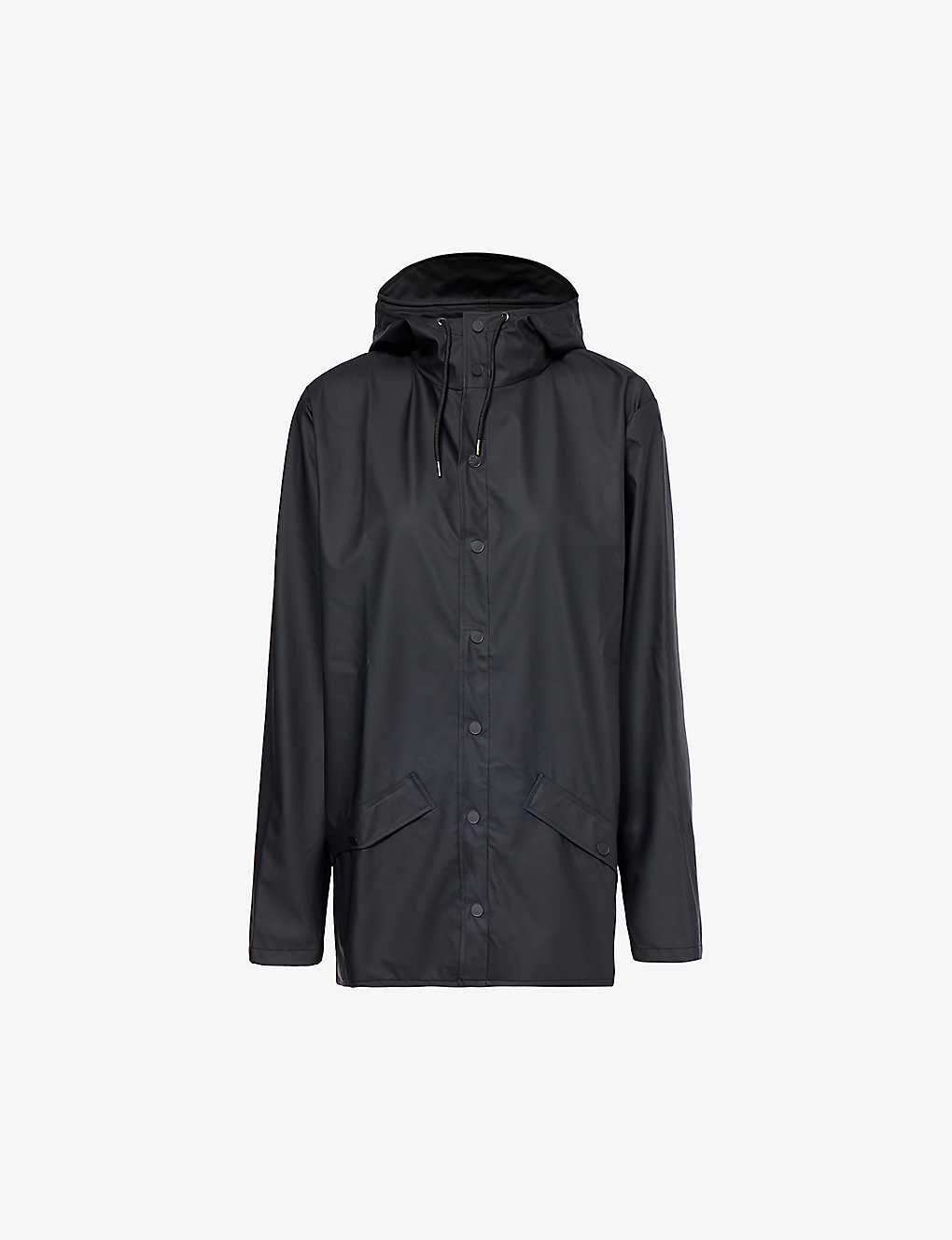 Shop Rains Women's Black High-neck Regular-fit Shell Jacket