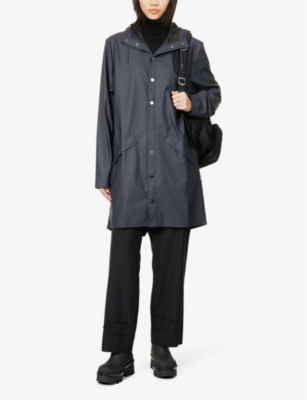 Shop Rains Womens Navy High-neck Regular-fit Shell Jacket