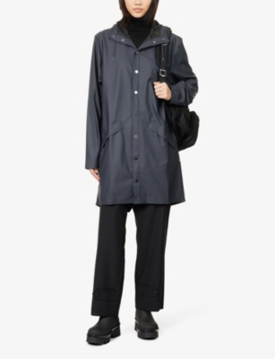 Shop Rains Womens  High-neck Regular-fit Shell Jacket In Navy