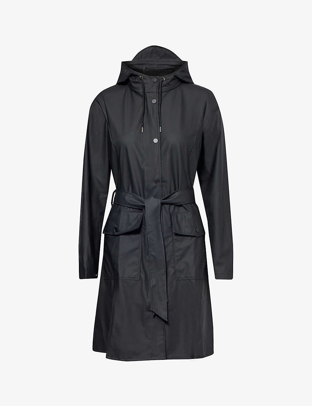 Rains Womens Black High-neck Slim-fit Shell Jacket