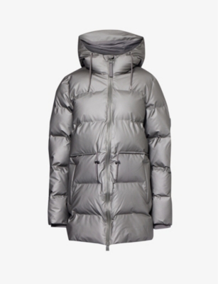 Rains Alta Waterproof Hooded Puffer Jacket In Metallic Grey ModeSens