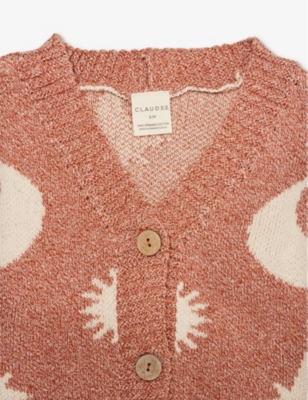 Shop Claude & Co. Claude & Co Russet Moon-pattern Organic-cotton Cardigan 6 Months-5 Years