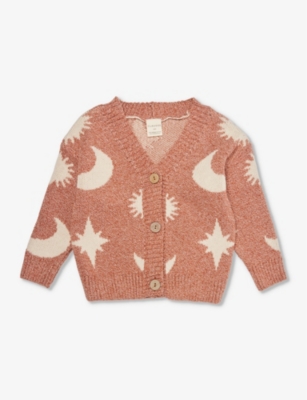 Shop Claude & Co. Claude & Co Russet Moon-pattern Organic-cotton Cardigan 6 Months-5 Years