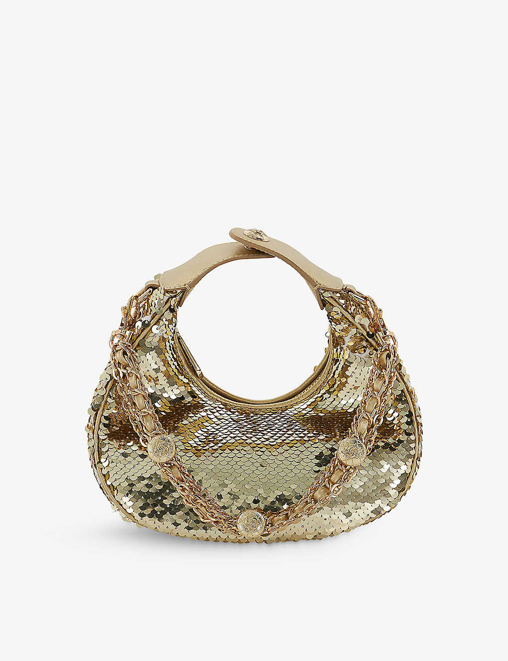 Dune Womens Gold-sequins Dressing Woven Top-handle Bag
