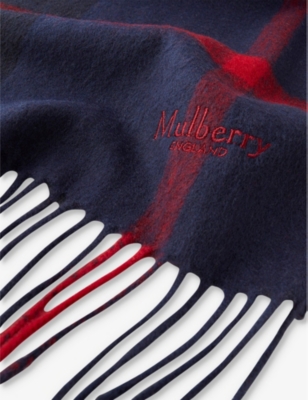 Small-check merino-wool scarf