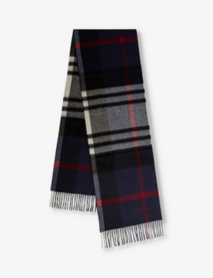 MULBERRY: Small-check merino-wool scarf