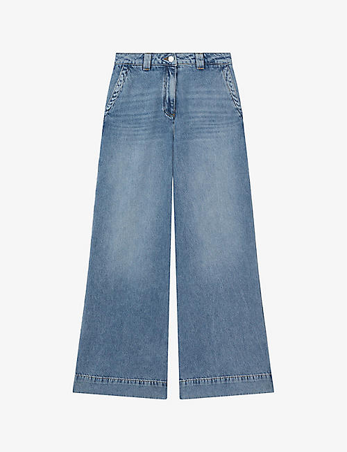 REISS: Olivia wide-leg high-rise denim jeans