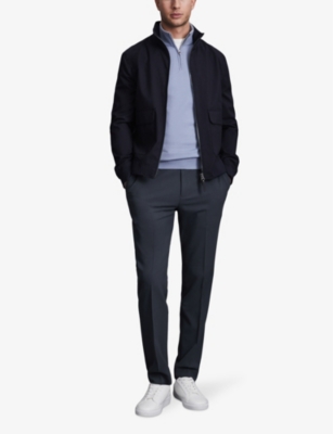 REISS: Found pressed-crease straight-leg stretch-woven trousers