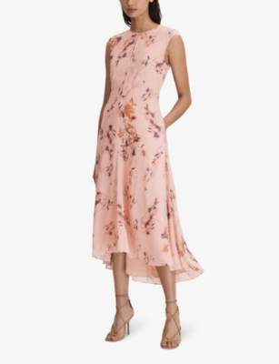 Shop Reiss Women's Blush Becci Floral-print Woven Midi Dress