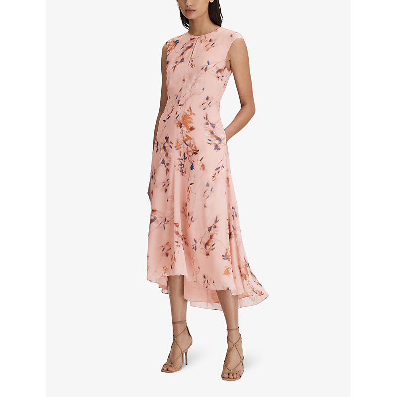 Shop Reiss Women's Blush Becci Floral-print Woven Midi Dress