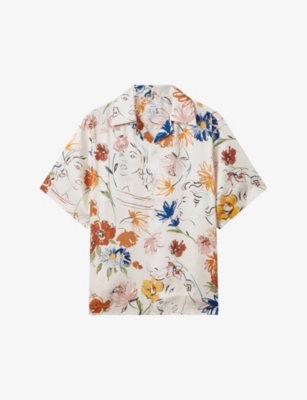 REISS: Serra graphic-print regular-fit woven shirt