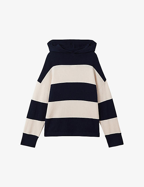 REISS: Ally stripe knitted hoody