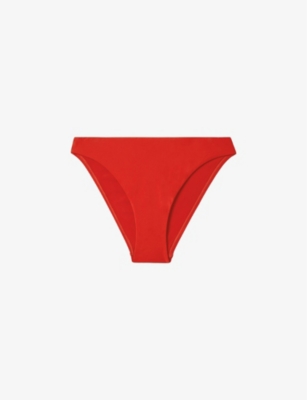 Reiss Womens Red Aubrey High-leg Stretch-nylon Bikini Bottoms
