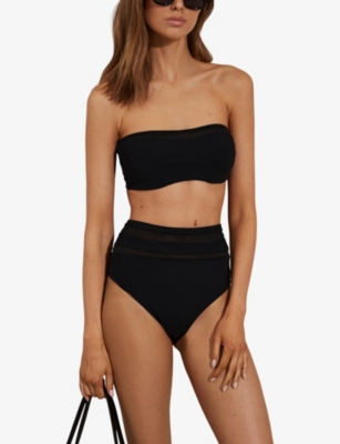 Shop Reiss Jemma Underwire Strapless Stretch-woven Bikini Top In Black
