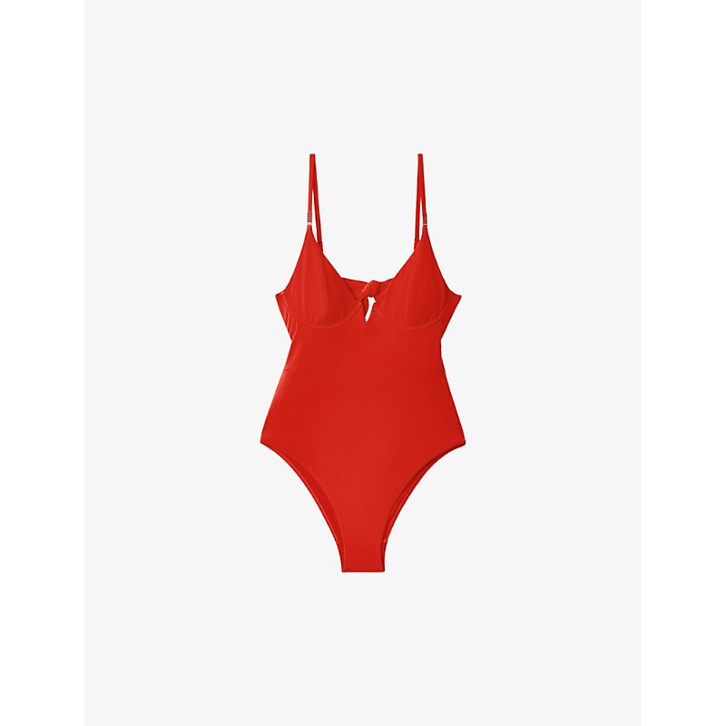 Shop Reiss Women's Red Amber Underwired Tie-back Swimsuit
