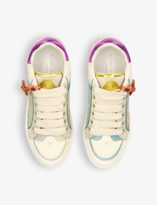KURT GEIGER LONDON: Southbank Tag panelled leather low-top trainers