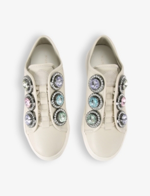KURT GEIGER LONDON: Laney Octavia crystal-embellished leather low-top trainers