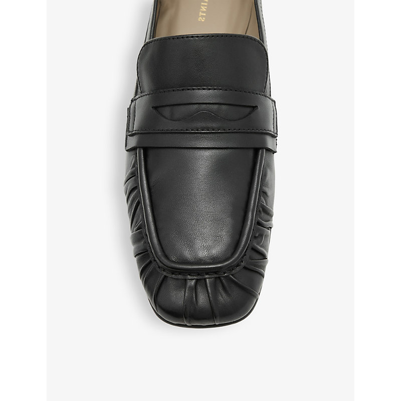 Shop Allsaints Womens Black Sapphire Gathered Leather Loafers