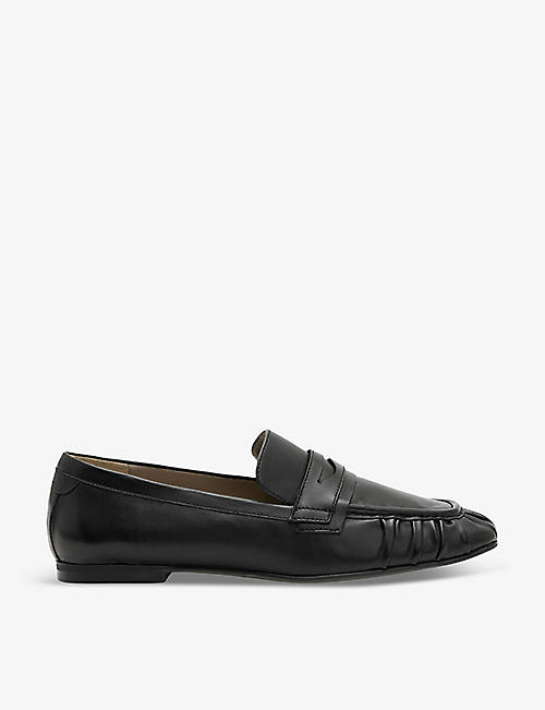 ALLSAINTS: Sapphire gathered leather loafers