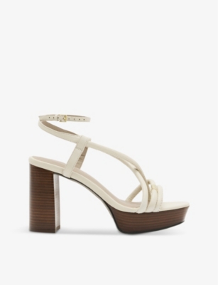 Allsaints Bella Leather Platform Heel In Parchment Whit