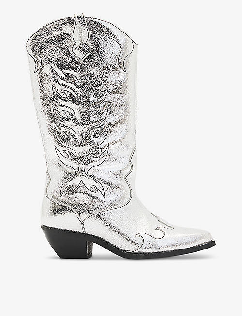 ALLSAINTS: Dolly stitchwork heeled leather Western boots