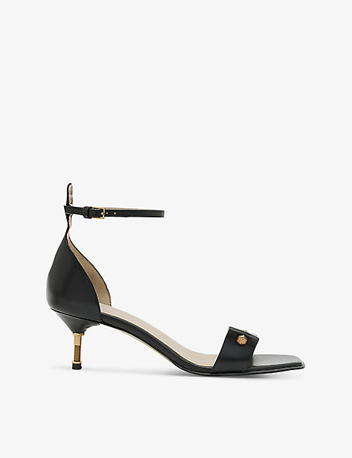 ALLSAINTS: Gloria stud-embellished leather heeled sandals