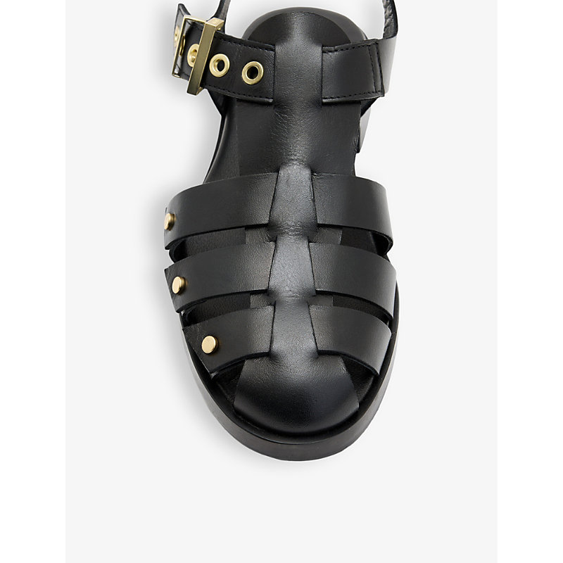 Shop Allsaints Women's Black Nelly Studded Leather Sandals