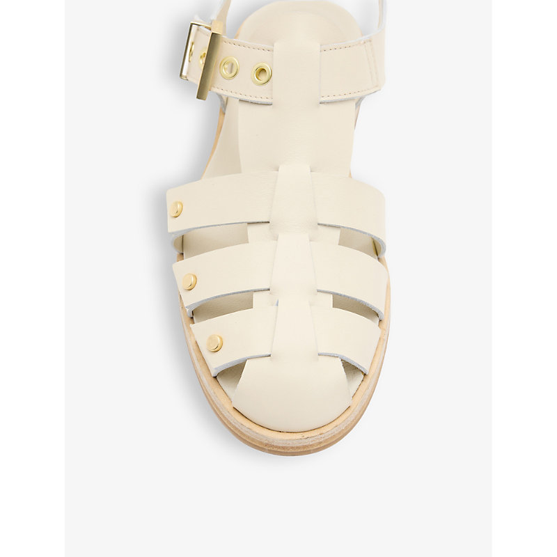 Shop Allsaints Nelly Studded Leather Sandals In Parchment Whit