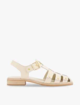 Allsaints Nelly Studded Leather Sandals In Parchment White
