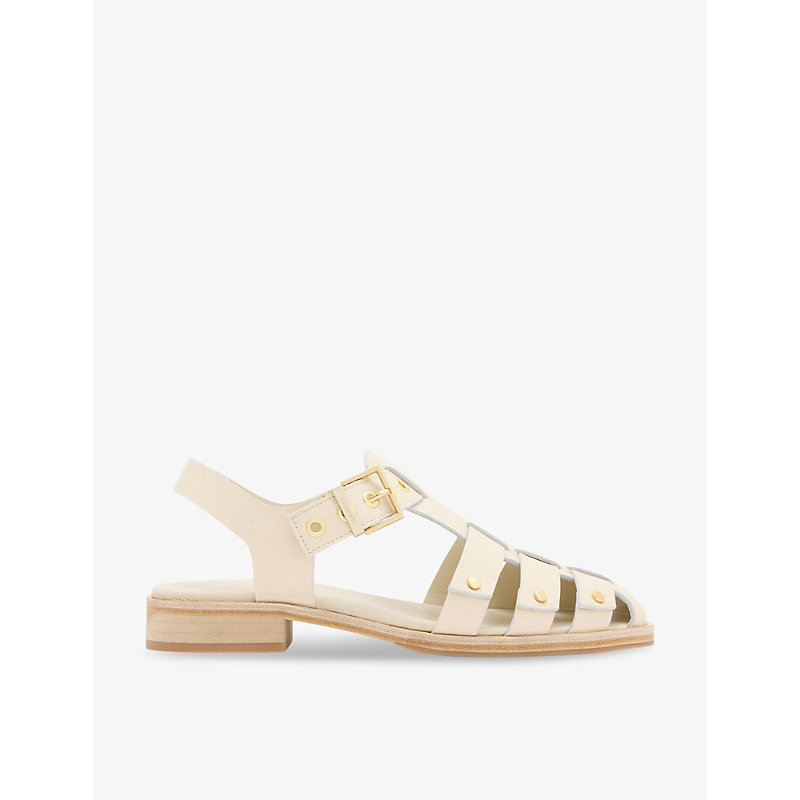 Allsaints Nelly Studded Leather Sandals In Parchment White