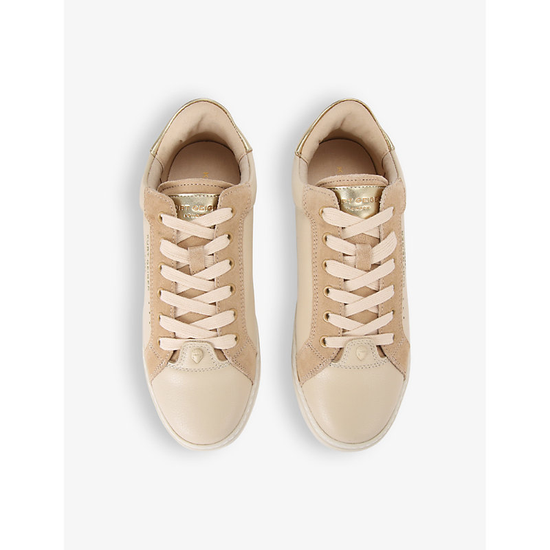 Shop Kurt Geiger Kensington Cupsole Logo-embossed Leather Low-top Trainers In Blush