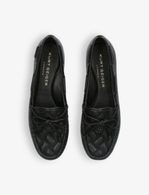 KURT GEIGER WOMENS KURT GEIGER LONDON EAGLE-EMBELLISHED LEATHER MOCCASINS 