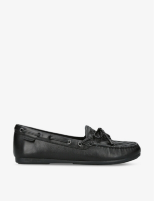 Kurt Geiger London Womens Black Eagle-embellished Leather Moccasins