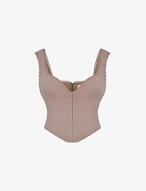 HOUSE OF CB: Robyn sweetheart-neck stretch-woven top