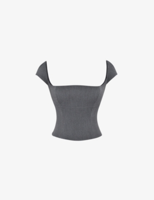 HOUSE OF CB: Rowena square-neck stretch-woven top