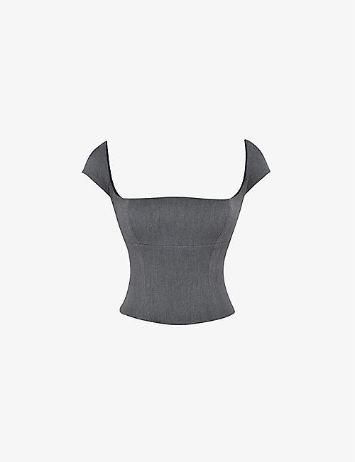 HOUSE OF CB: Rowena square-neck stretch-woven top
