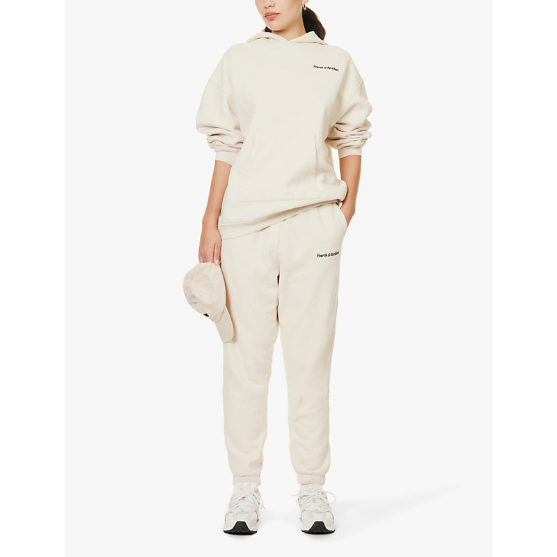 Shop 4th & Reckless Women's Cream Fourth Logo-embroidered Cotton-jersey Jogging Bottoms