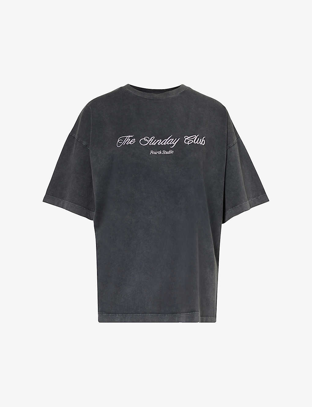 4th & Reckless Maeve Logo-print Cotton-jersey T-shirt In Grey Acid Wash