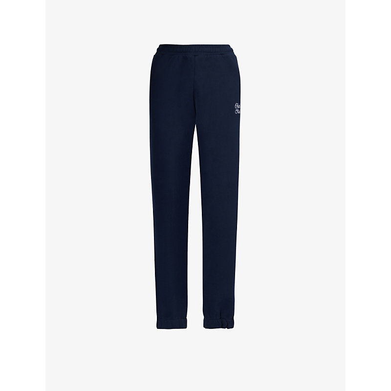 4th & Reckless Parker Logo-embroidered Cotton-jersey Jogging Bottoms In Navy