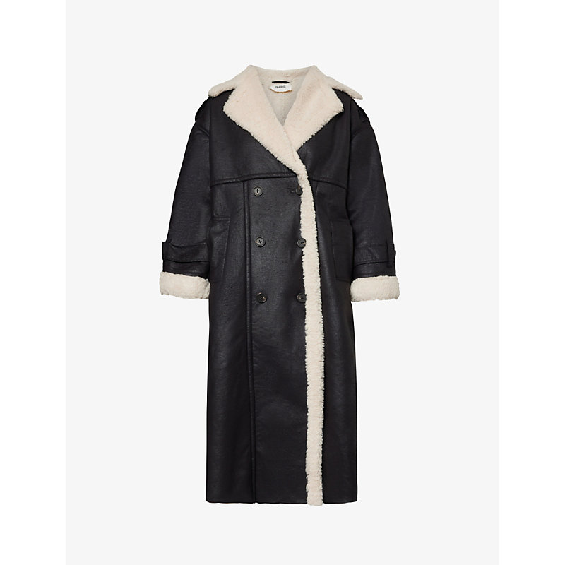 4th & Reckless Yessica Teddy-trimmed Faux Suede Coat In Black