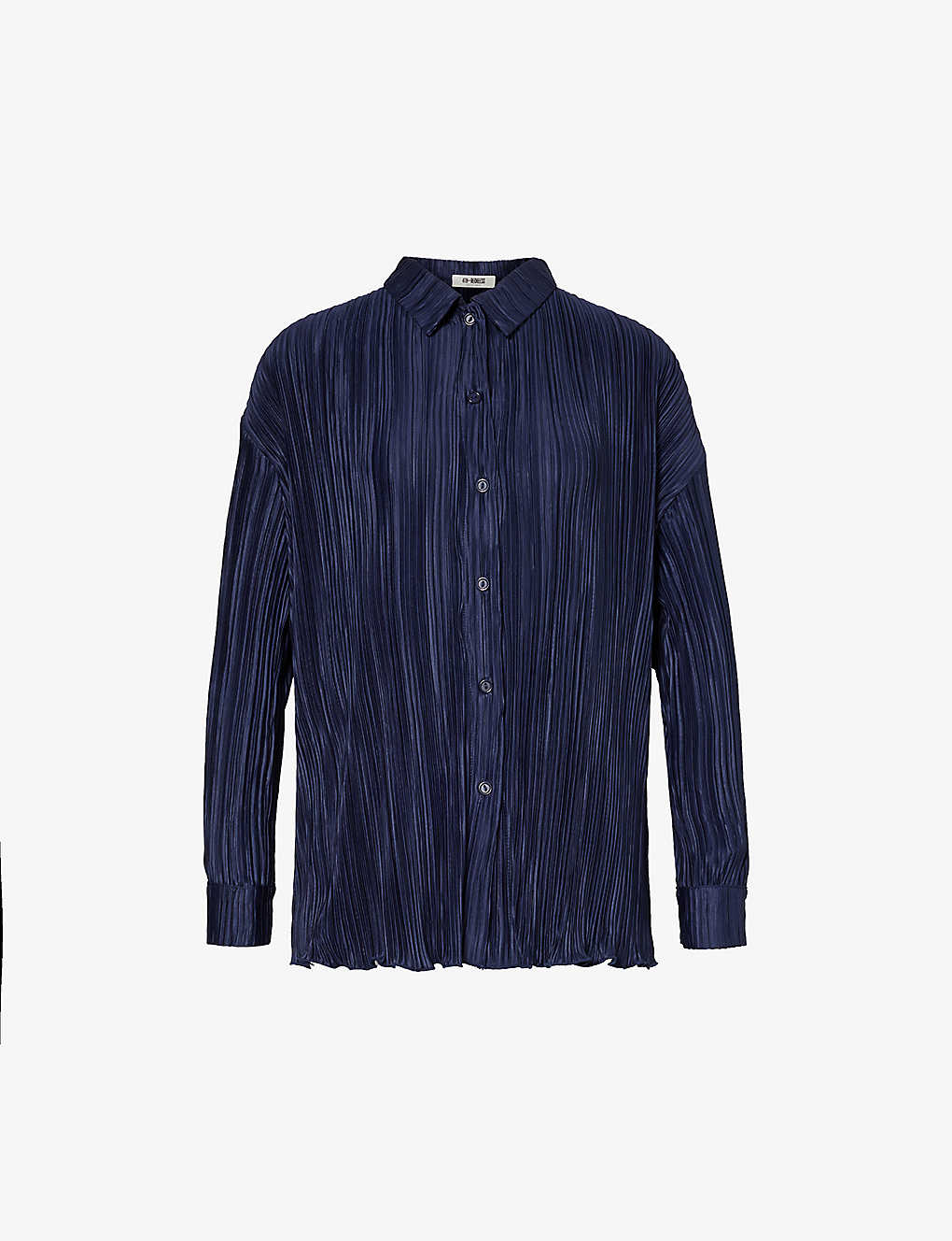 4th & Reckless Palais Pleated Woven Shirt In Navy