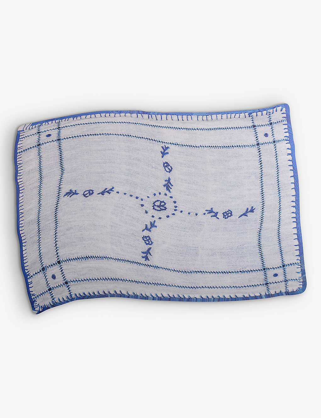 Seletti Acid Flower Embroidered-design Cork Table Mat 49cm In Blue