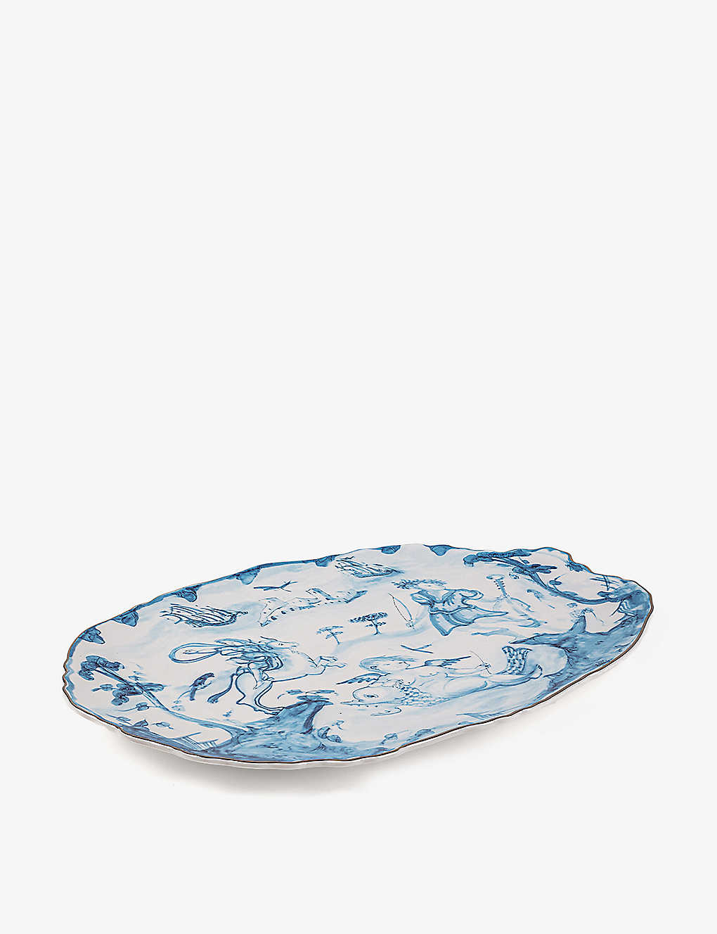 Seletti Acid Distorted Porcelain Tray 42cm In Blue