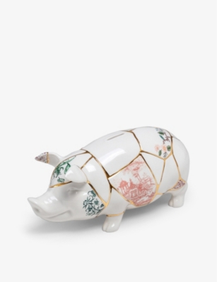 SELETTI: Kintsugi pig-shaped porcelain money box